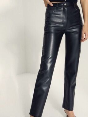 Wilfred The Melina Black Faux Leather Straight-Leg Pants **well loved**